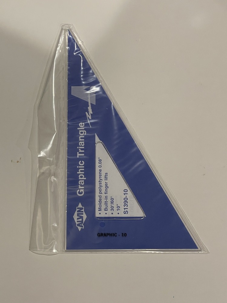 Alvin S1390-10 30/60 Degree 10 Inch Polystyrene Drafting Triangle Brand New