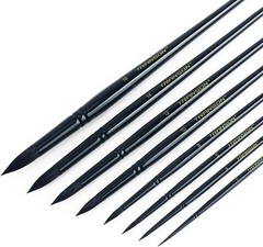 Sturdy 8-Pc Artist Paint Brush Set – Goat Hair with Metallic Champagne Handles