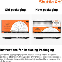 Shuttle Art Black Gel Pens, 48 Pack(20 Pens with 28 Refills) Retractable Medium