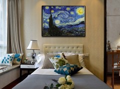 Starry Night Black Framed Wall Art, Vincent Van Gogh Canvas Print art, Classi…