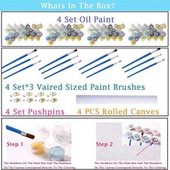 4 Pack DIY Paint by Numbers for Kids Ages 4-8 – Paint by Number for Kids Beginne