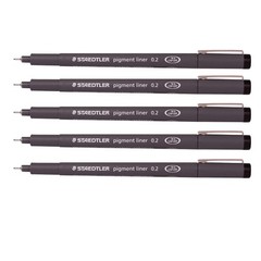 STAEDTLER Staedtler 0.2 Mm Pigment Liner Fineliner 1 Count (Pack of 5), 0.2mm
