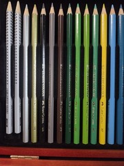 FABER-CASTELL COLORED PENCIL SET WITH MARKERS & OIL PASTELS IN WOOD BOX NO PAPER