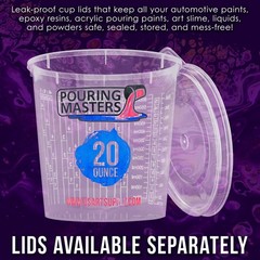 12 Pouring Masters 20 Ounce (600ml) Graduated Plastic Paint Mixing Cups, Measure