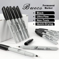 Buecs Permanent Markers, 60 Count Ultra Fine 60 (Pack of 1), Black