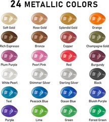 Metallic Acrylic Paint, Set 24 Metallic Colors in 2oz Bottle,Rich Pigments Paint