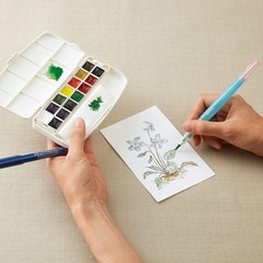 Kuretake WATERCOLOUR TRANSPARENT 14 colors set with fineliner pen and water b…