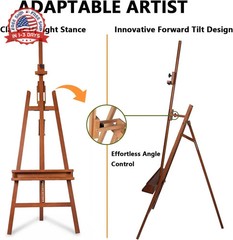 DJAR Large Floor Studio Art Easel for Painting, Sturdy and Durable, Walnut | Adj