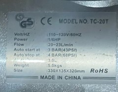 tc-20t compressor 1/6 HP w/ Master Airbrush