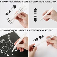 SFAIH Black & White Acrylic Paint Markers – 8 Pack 2-3MM Medium Tip & 0.7MM E…