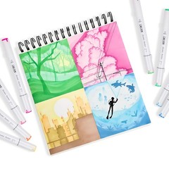 Alcohol Markers, 80 Colors Chisel & Brush Tip Coloring Markers Set, Double Ti…