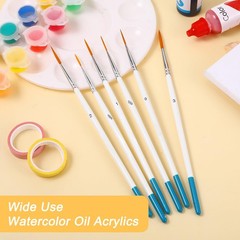 6 Pcs Script Liner Paintbrush, Extra Long Fine Point Tip Brush, Blue