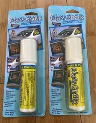 2x Glass Chalk The Originsl Indoor/Outdoor Temporary Sponge Paint Marker White