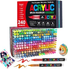 240 Colors Acrylic Paint Markers – Versatile Brush Tip Art Pens for All Surfaces