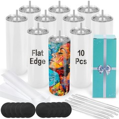 Joyclub Sublimation Tumblers 20 oz 10 Pack Flat Bottom Sublimation Blanks Bul…