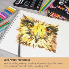 11″ x 14″ Spiral Bound Sketch Pad, Pad of 100-Sheets, 60 Pound (100gsm) (2 Pads)