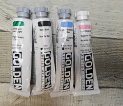 4 Golden Artist Acrylic Paint – Green Light Mars Black Magenta Ultramarine Blue
