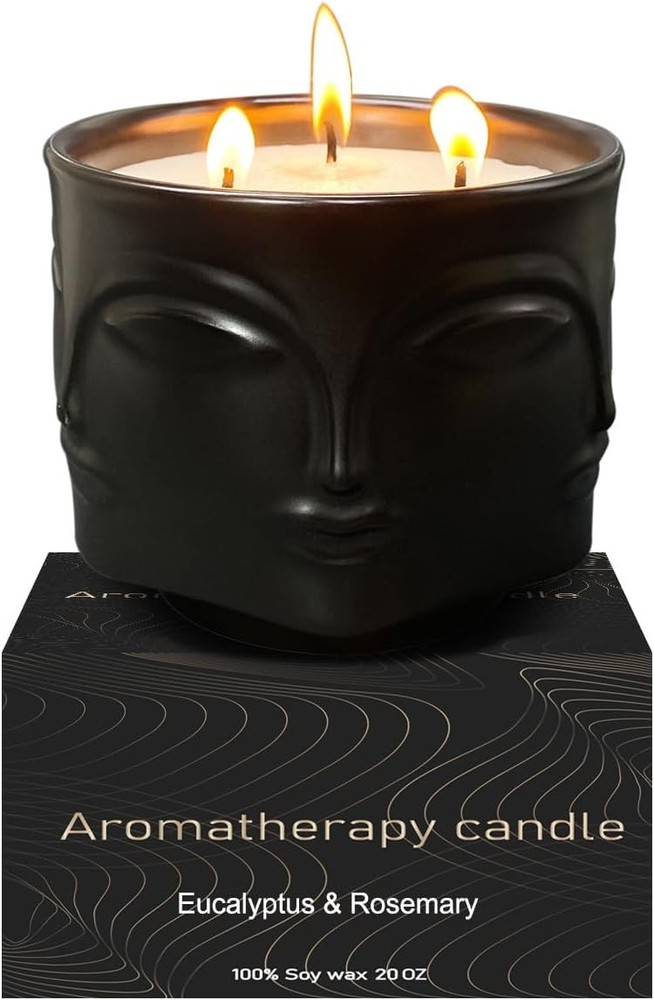 Strong Eucalyptus & Rosemary 3 Wick Black Large Candle, 20oz, Large,