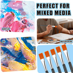 10 Pcs Flat Paint Brushes for Acrylic Painting, 3/4 Inch Large Synthetic Paint B