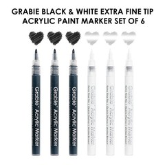 Extra Fine Tip Acrylic Paint Marker Set, 6 Pack, 0.7mm for Rock, Glass, Canvas A