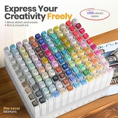 JACK BROWN 120 Colors Alcohol Markers Set with Fine & Chisel Dual Tip – Professi