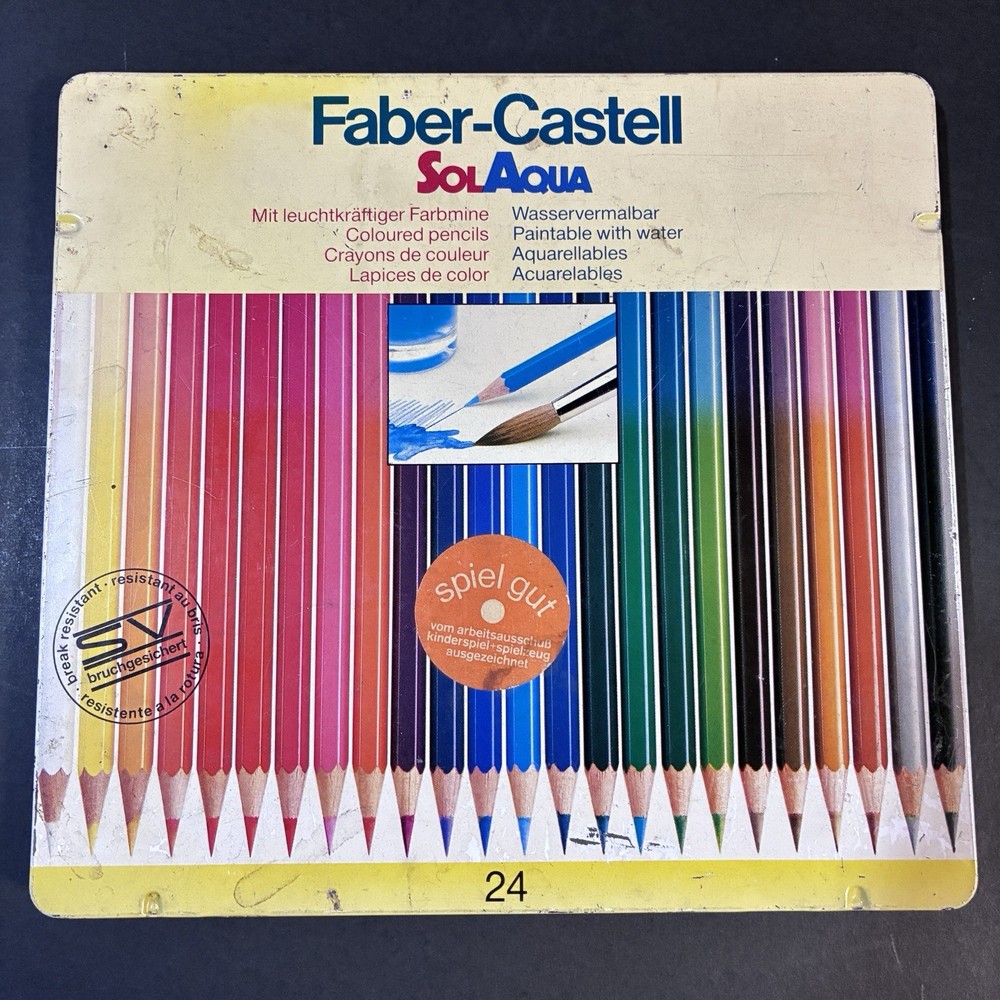 Vintage Faber Castell West Germany Watercolor Colored Pencils Set 23 Art F/S