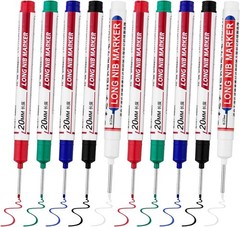 10 Pcs Long Head Deep Hole Marker, 20mm Long Nib, Waterproof, Permanent Ink