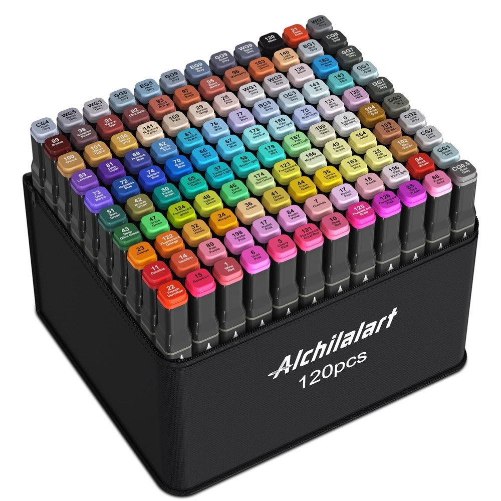 120-Colors Alcohol Based markers, Alcohol Markers Set, Dual Tip Alcohol Sketc…