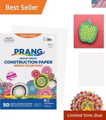 White Medium Weight Construction Paper Pack – 50 Sheets, Smooth Finish, 9″ x 12″