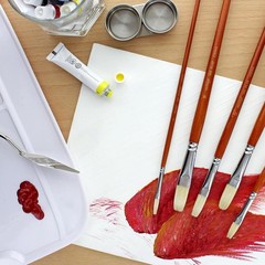 Protege Brush Set Hog Bristle Long Handle Artist Paint Brushes Craft Art 5 PCS