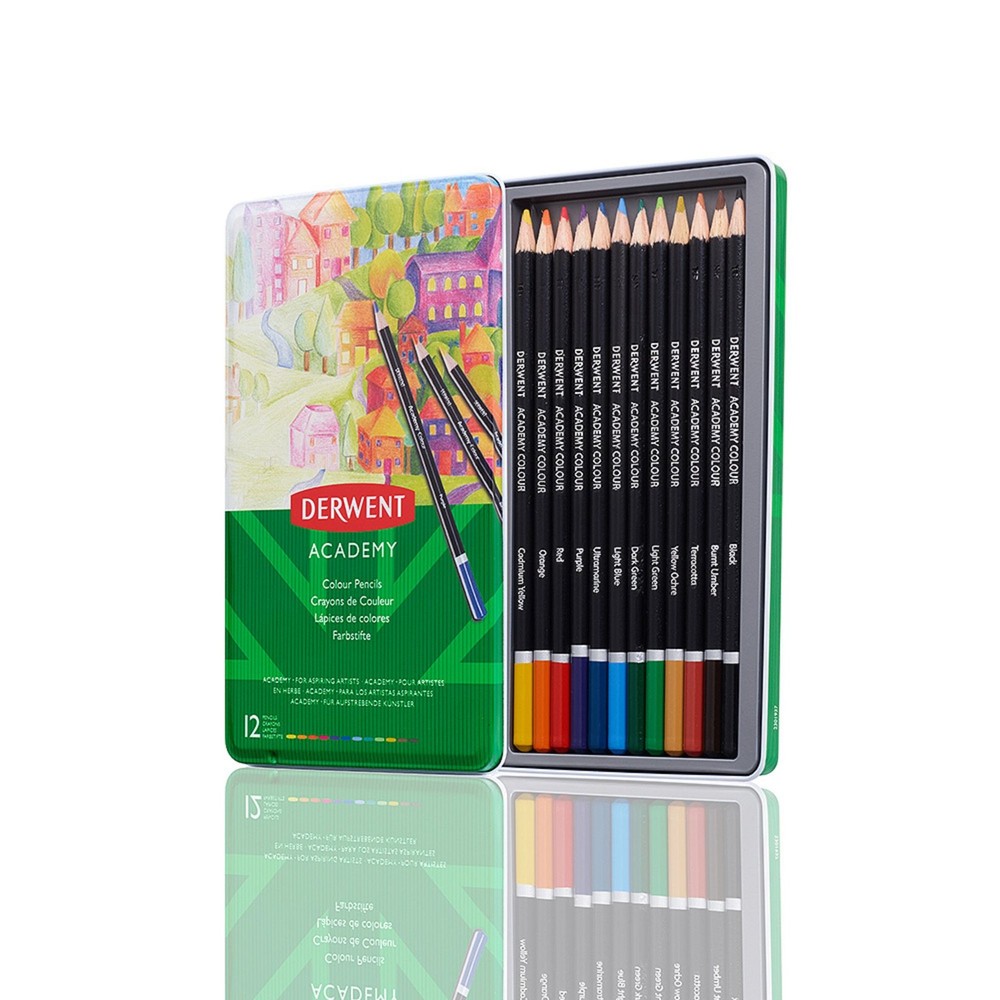 Derwent Academy Color Pencils (2301937): Color Pencil tin of 12 (Assorted Colors