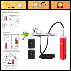 Portable Cordless Airbrush Kit with Compressor, Dual Action, Rechargeable for Ma