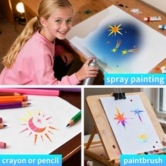 18pcs Large Star Stencils (16″ x 11.7″) and Small (5.4″ x 5.4″), White