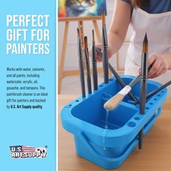 16 Hole Artist Paint Brush Washer Cleaner Holder, Clean Dry 18 Art Palette Wells