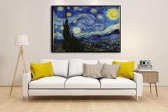 Starry Night Black Framed Wall Art, Vincent Van Gogh Canvas Print art, Classi…
