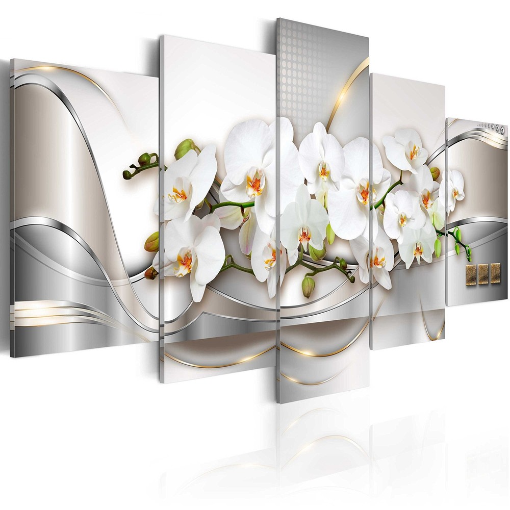 Large 5 Pieces Butterfly Orchid Flowers Canvas Print Wall Art Painting Decor …