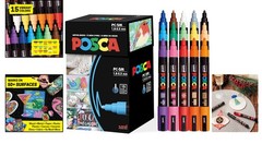 Set of 15 Acrylic Paint Marker Pens with Reversible Tips for All Surfaces