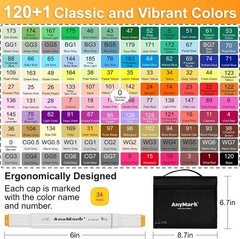 Dual Tip Alcohol Based Art Markers with Storage Case for Drawing & Coloring