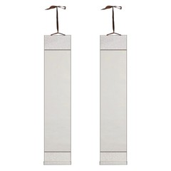 70.5″ x 12.6″ 2 Pcs Blank Hanging Scroll Paper Wood Rod, Light Gray