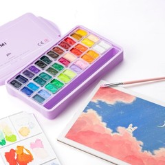 HIMI Twin Cup Jelly Gouache Paint Set with 0.01 Ounce (Pack of 36), 36 colors