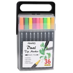 Dual Tip Markers Set – 36 Pack Super Washable Brush & Fine Tip Art Supplies for
