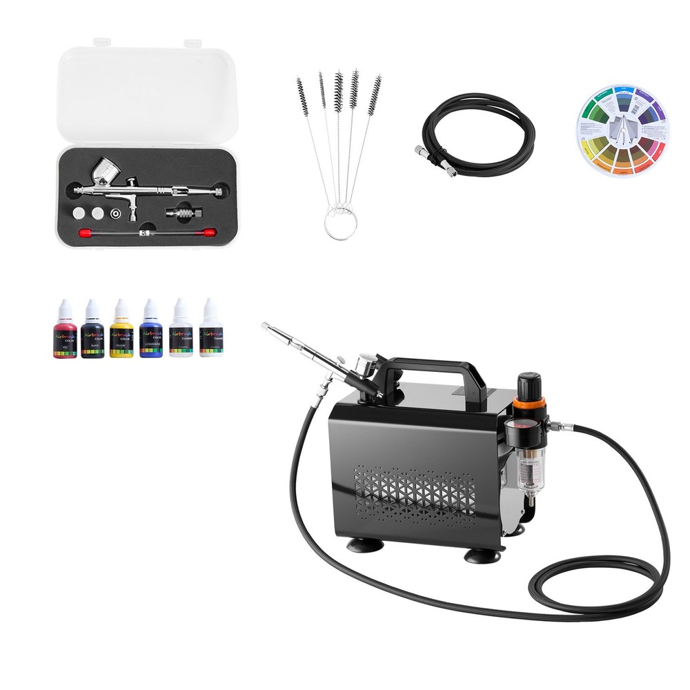 Uimoso Airbrush Set with Compressor, 1/6 HP, Includes Airbrush and 3 Nozzles