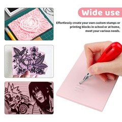 6 Pack 8″x6″ Pale Pink Rubber Stamp Carving Blocks Rubber Carved Brick Soft R…