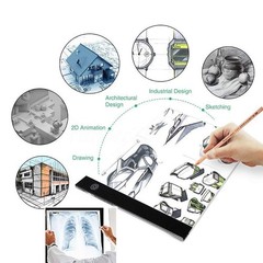 Ultra-Thin Portable A4 LED Light Box Tracer w/USB Cable Dimmable white