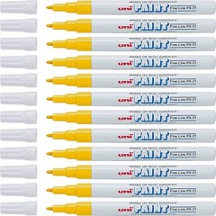 12 PCS UniPaint PX21 OilBased Marker Yellow Fine Point Pen #63705