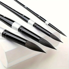 7Pcs Squirrel Hair Brush Set round Pointed Tips No Shed Gouache Watercolor Brush