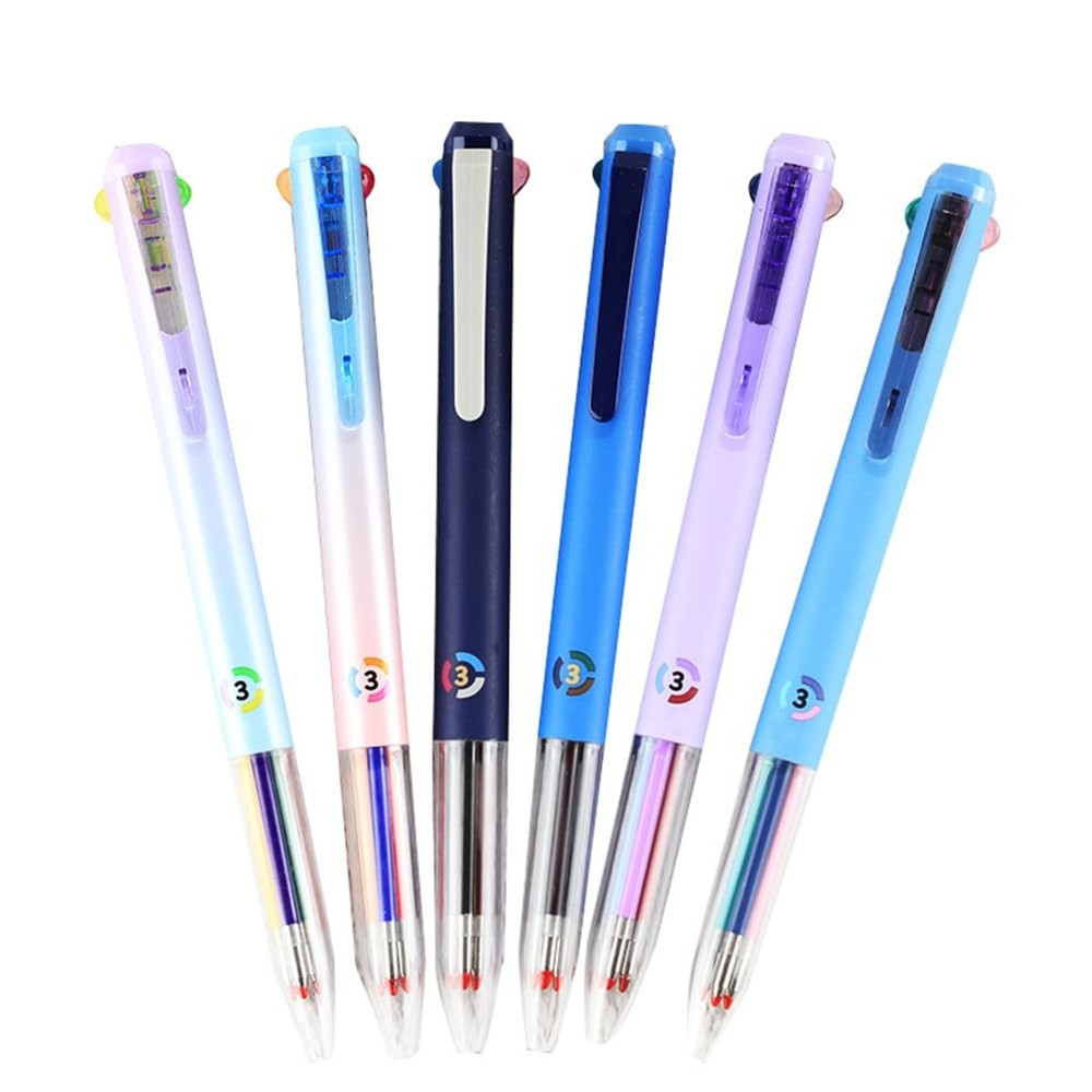 6 PCS Multicolor Pen 4-in-1 18 Colors 0.5mm Multicolor Pen in 0ne 3-in-1 Retr…