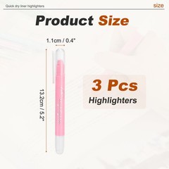 Solid Highlighters, 3 PCS Twistable Fluorescent Highlighter Markers, Pink