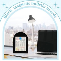 2 Pcs Black Magnetic Bulletin Board for Tabletops with 8 Magnets 12 x 8.5 Inc…