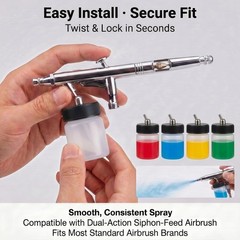10Pack Airbrush Bottles 22cc 3/4oz, Clear Plastic Siphon Feed Jars with Stand…